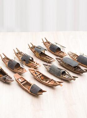 中国风木船模型摆件工艺品手工船摆件实木船渔船乌篷船帆船观光船