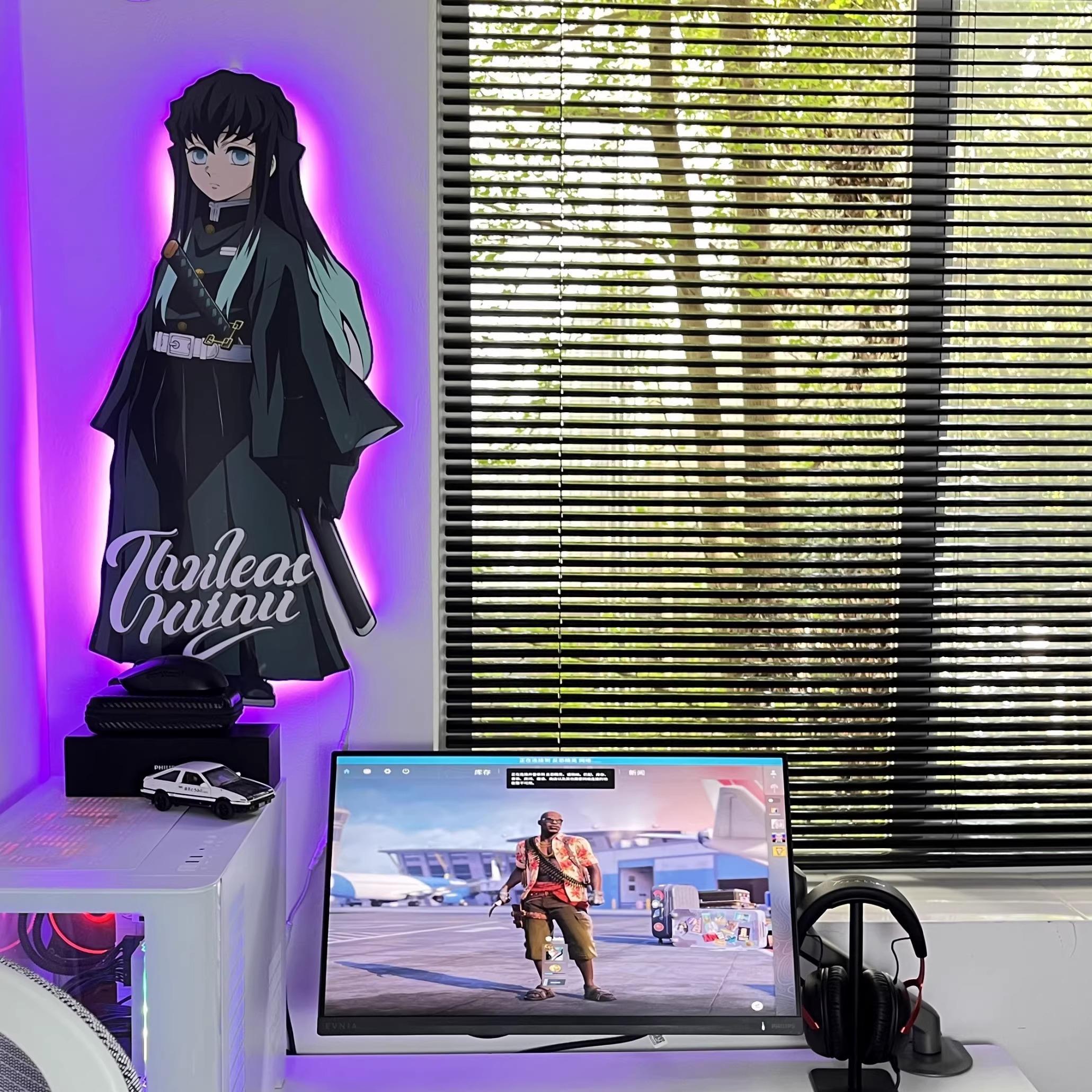 鬼灭之刃动漫挂画发光立体壁画卧室床头电竞房间装饰画配电箱摆件