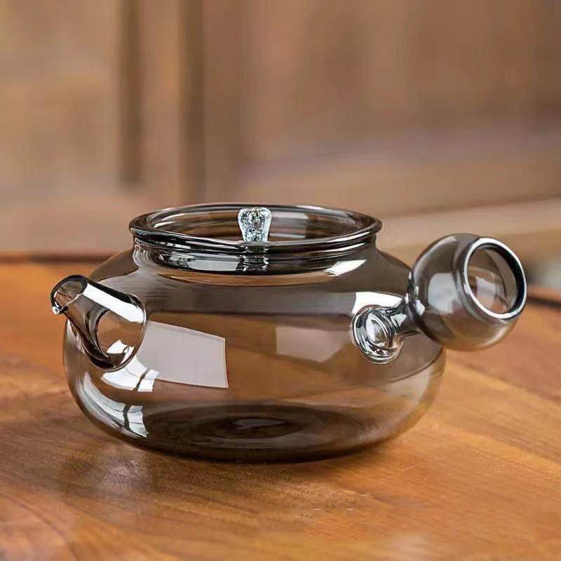 高硼硅侧把茶壶玻璃耐高温烧水壶花茶壶功夫茶具电陶炉煮茶壶套装