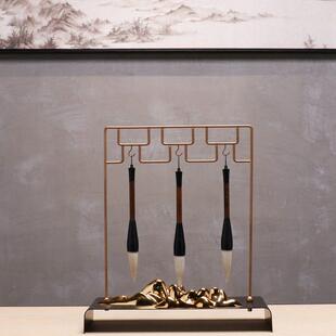 新中式现代书房办公室文房墨宝毛笔架摆件创意样板间桌面软装饰品