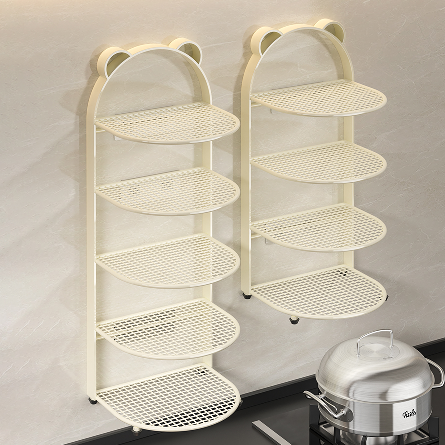 厨房免打孔壁挂多层备菜置物架