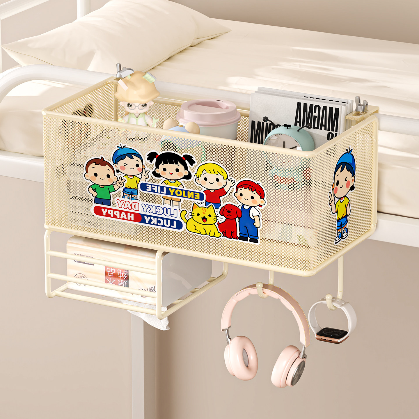 床头置物架床边床上收纳挂篮多功能宿舍必备好物悬挂式上下铺神器