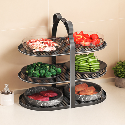 厨房备菜架家用台面多层配菜盘置物架放火锅蔬菜多功能收纳架子