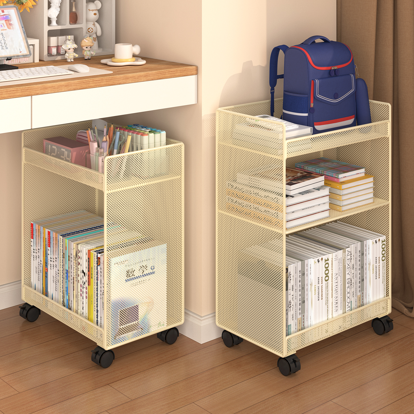 书包置物架落地可移动小推车