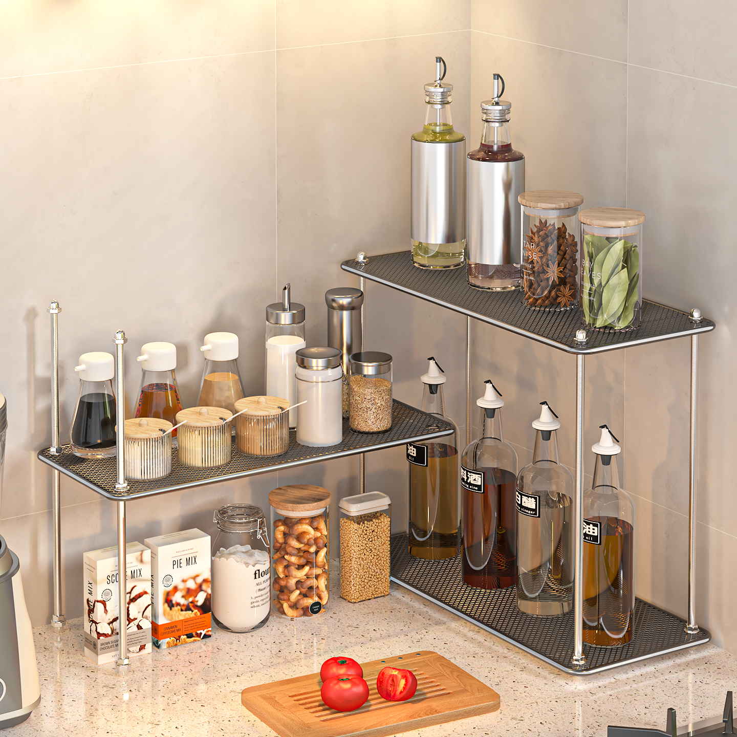 【可调层间距】厨房调料品置物架