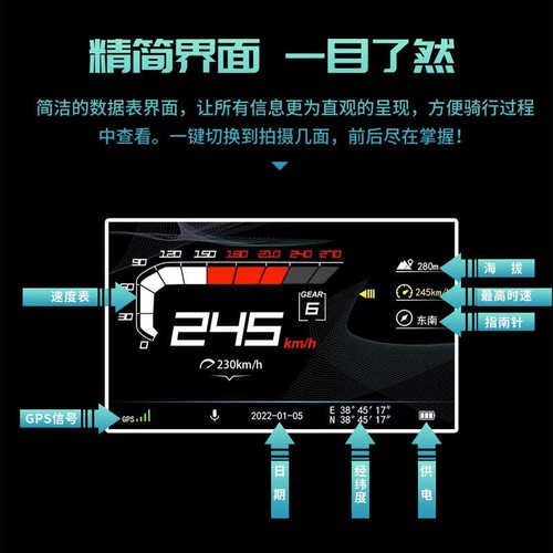 ZJTY摩托车专用行车记录仪机车防水防抖胎压高清前后双镜头夜视