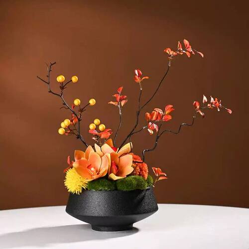 仿真花大圆桌中间摆件餐厅摆放装饰花转盘假花高端酒店餐桌花摆花