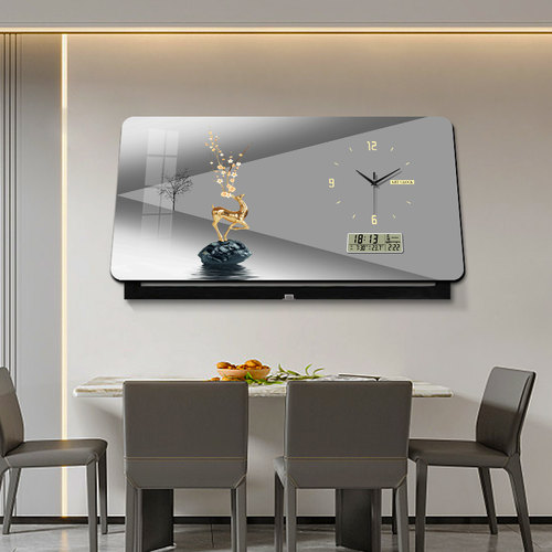 万年历大尺寸电表箱装饰画带钟表配电箱空开盒遮挡画电子时钟挂画