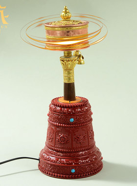 藏村家用手摇转轮电动转动底座八吉祥雕花塑料硅胶电动底座摆件