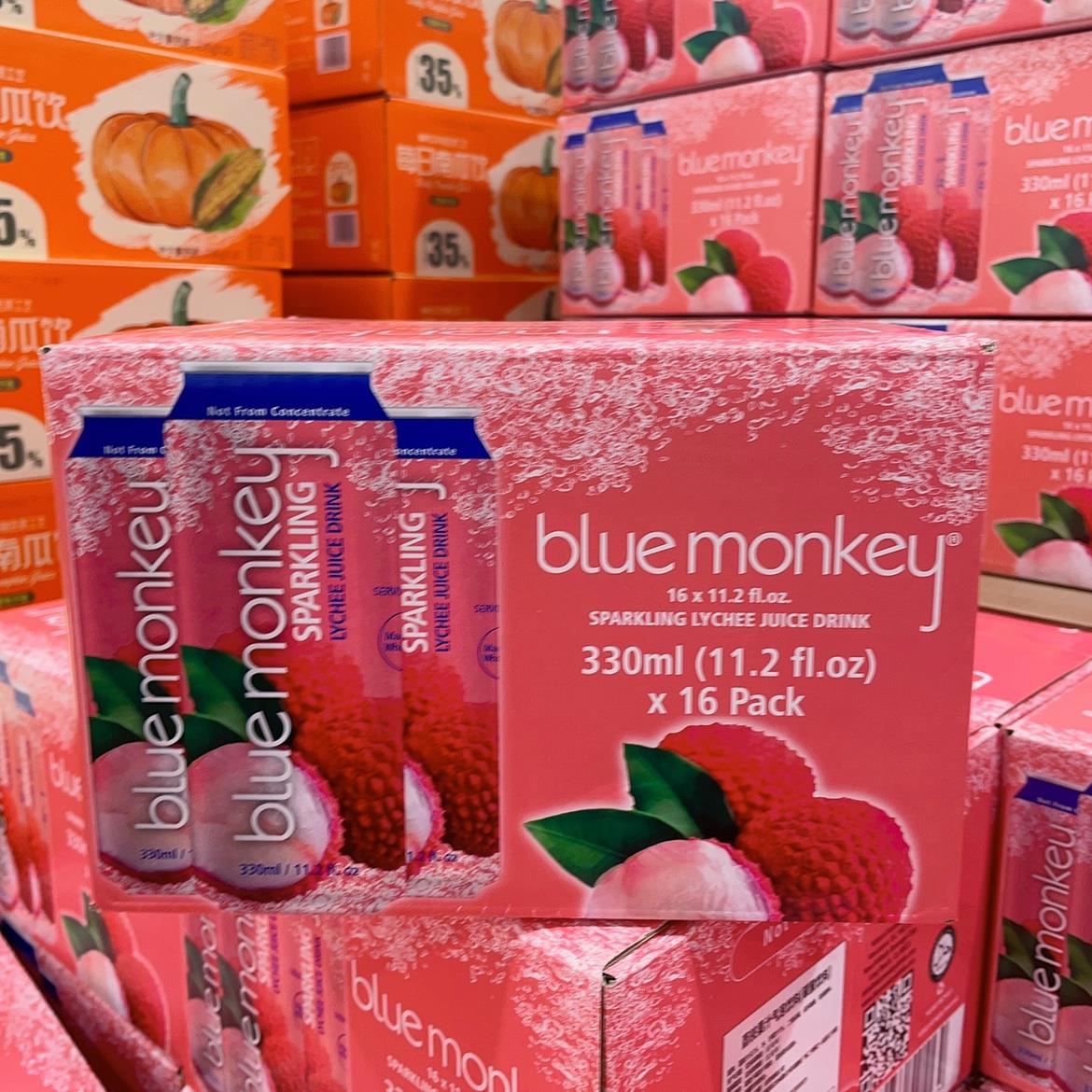 山姆代购 BlueMonkey越南进口荔枝果汁气泡饮料非浓缩气泡水330ml