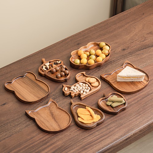 创意个性雨木胡桃果盘茶盘托盘