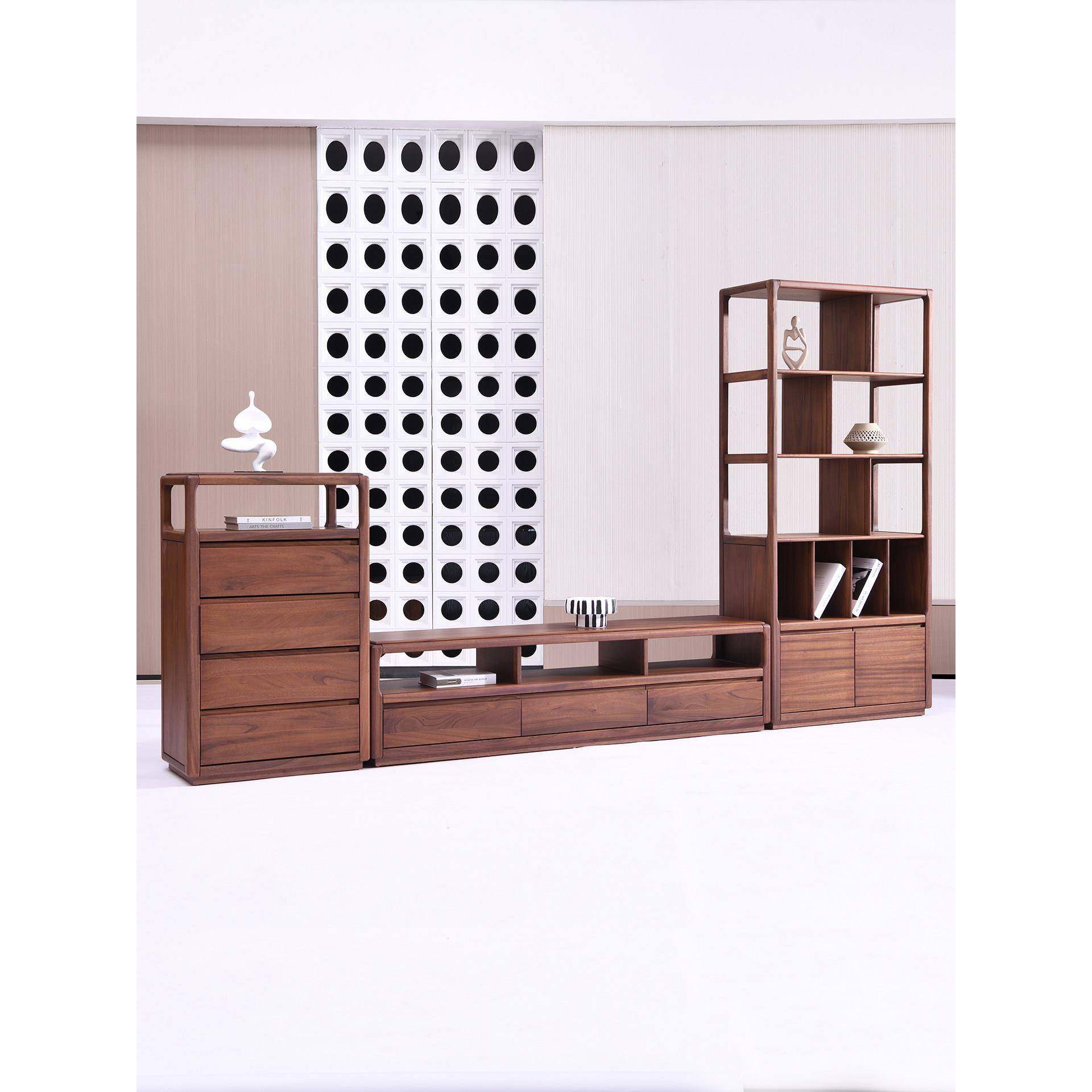 现代简约全实木电视柜组合客厅家用落地柜矮柜高柜收纳储物展示柜