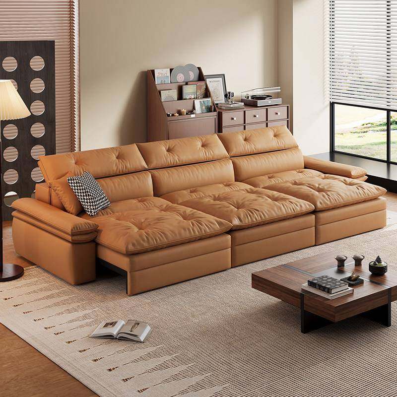 零靠墙头等舱电动多功能头层牛皮可调节真皮沙发床奶油风直排沙发