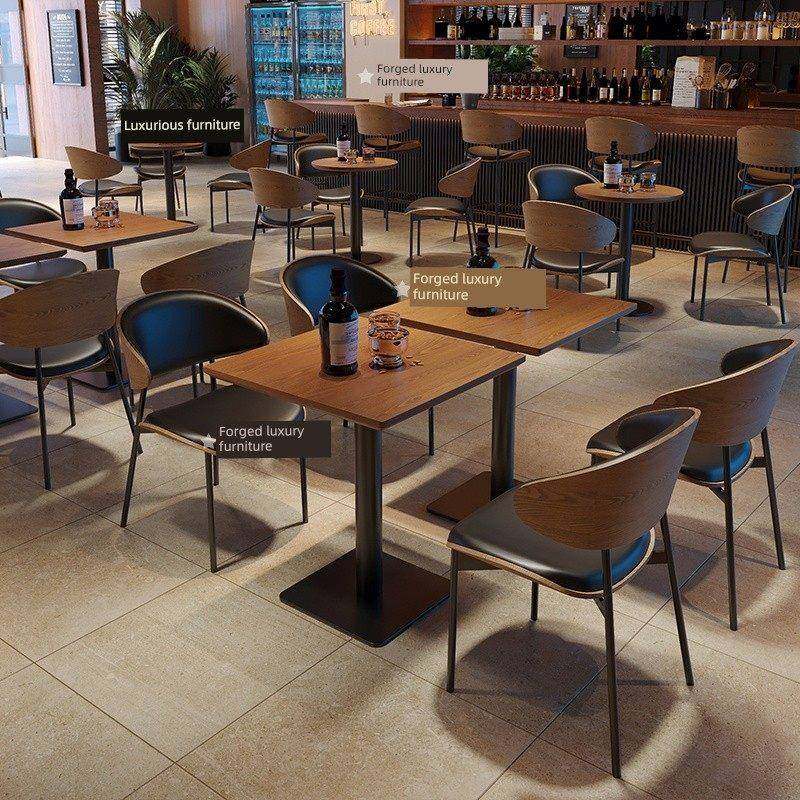 美式覆古酒馆咖啡馆音乐清吧酒吧实木桌椅西餐厅商用沙发桌椅组合