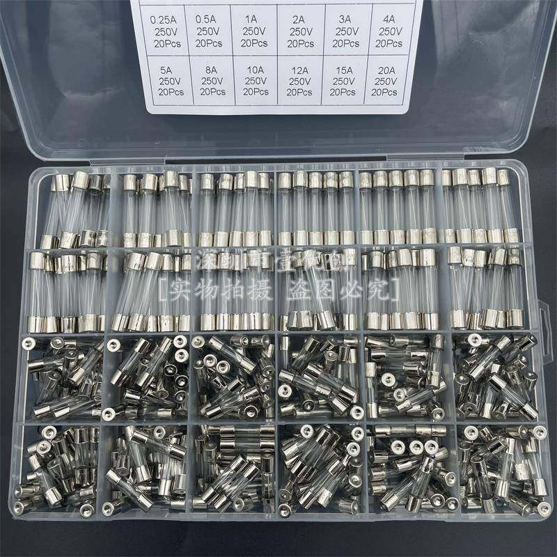 24种规格360pcs盒装 5*20 +6*30mm玻璃保险丝组合套件0.25A-20A