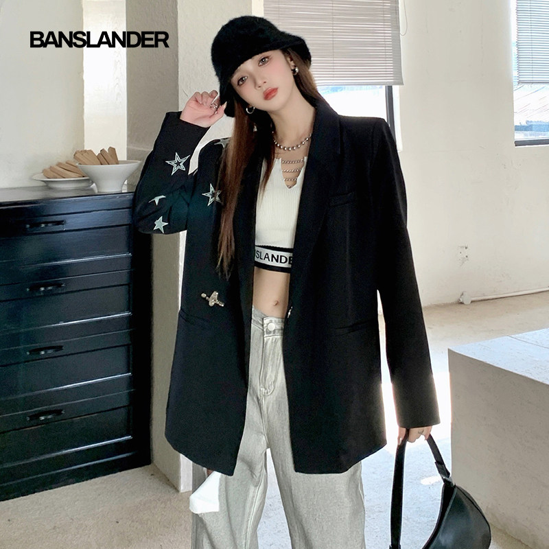 BANSLANDER原创设计感星星刺绣宽松OL通勤百搭高级感职场西装外套