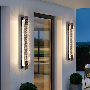 新款轻奢户外水晶壁灯别墅大门露台外墙花园柱子防水气泡水晶壁灯