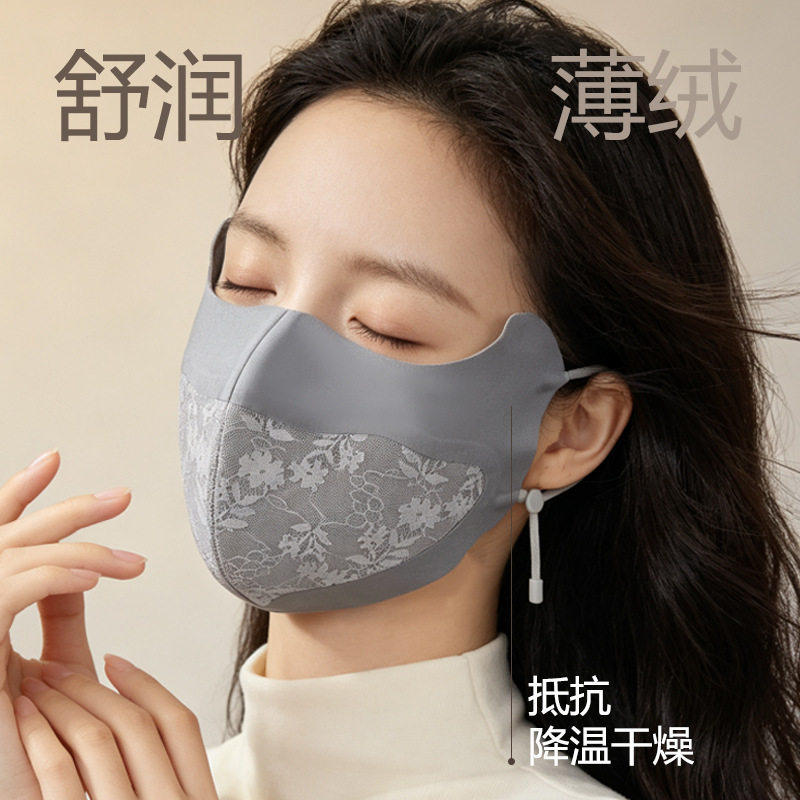 秋冬国风蕾丝保暖面罩防风防寒
