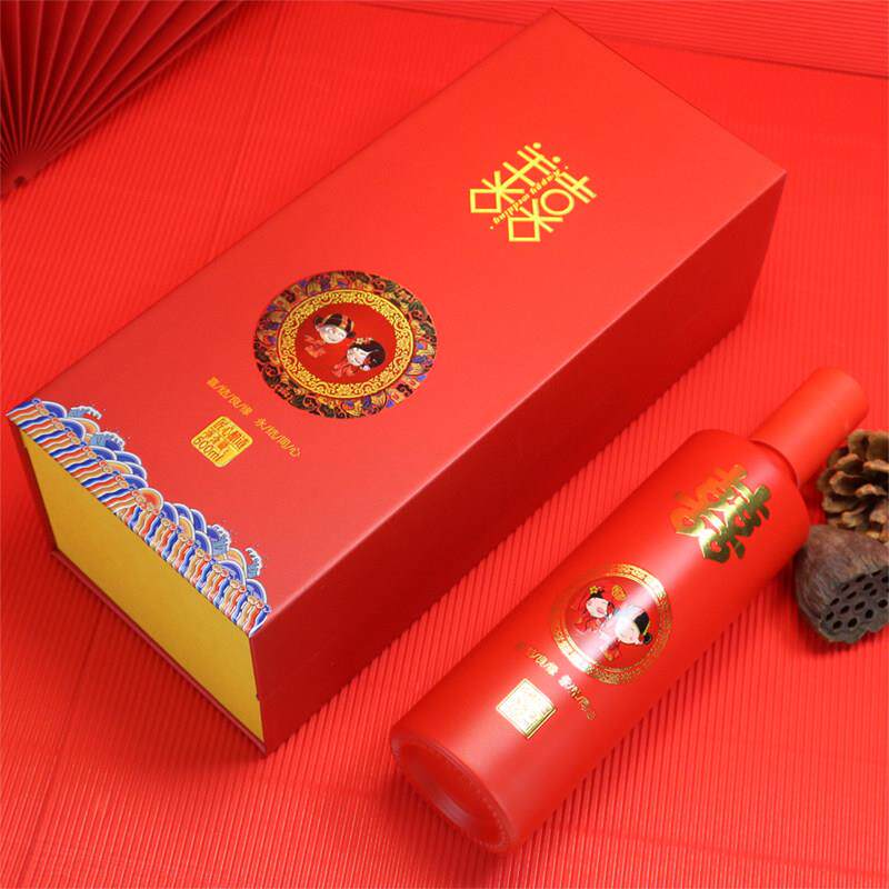 1斤装红色喜酒瓶喜宴婚宴新款订制照片婚庆结婚通用覆古酒盒礼盒