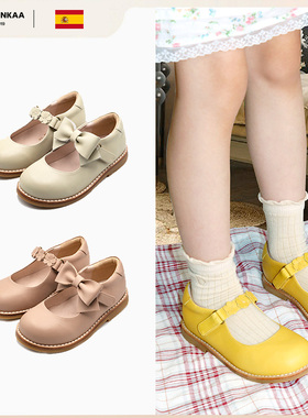 little winkaa小温卡夏季女童纯色学院风真皮鞋公主LW21005