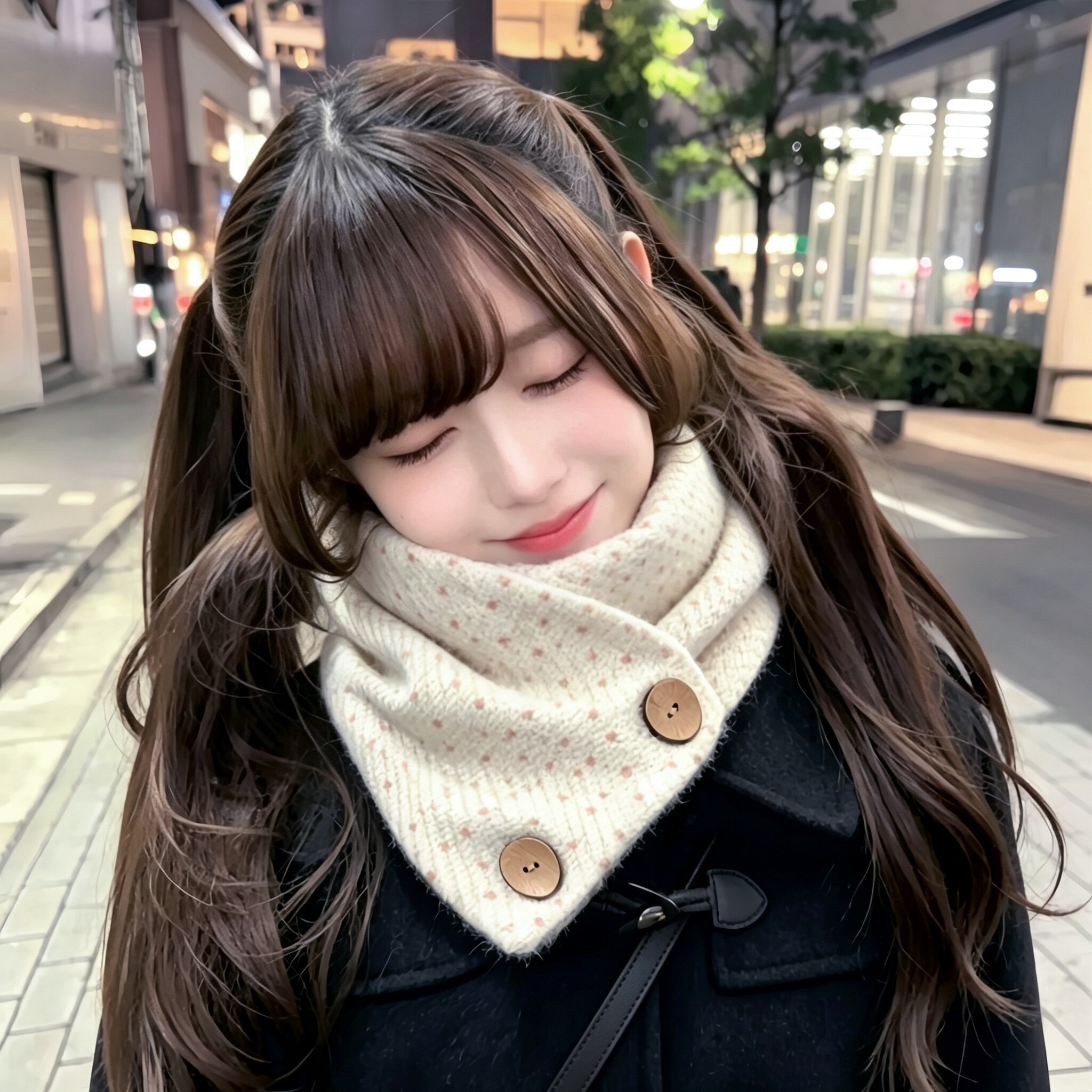 古早奈奈风围巾针织毛线女款薄款秋冬氛围感加厚保暖围脖外搭装饰