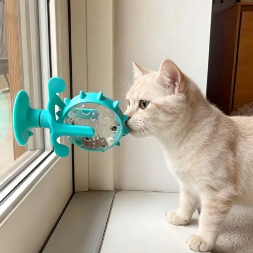 晚上不跑酷了！猫玩具漏食玩具消耗精力慢食器吸盘式自动喂食器