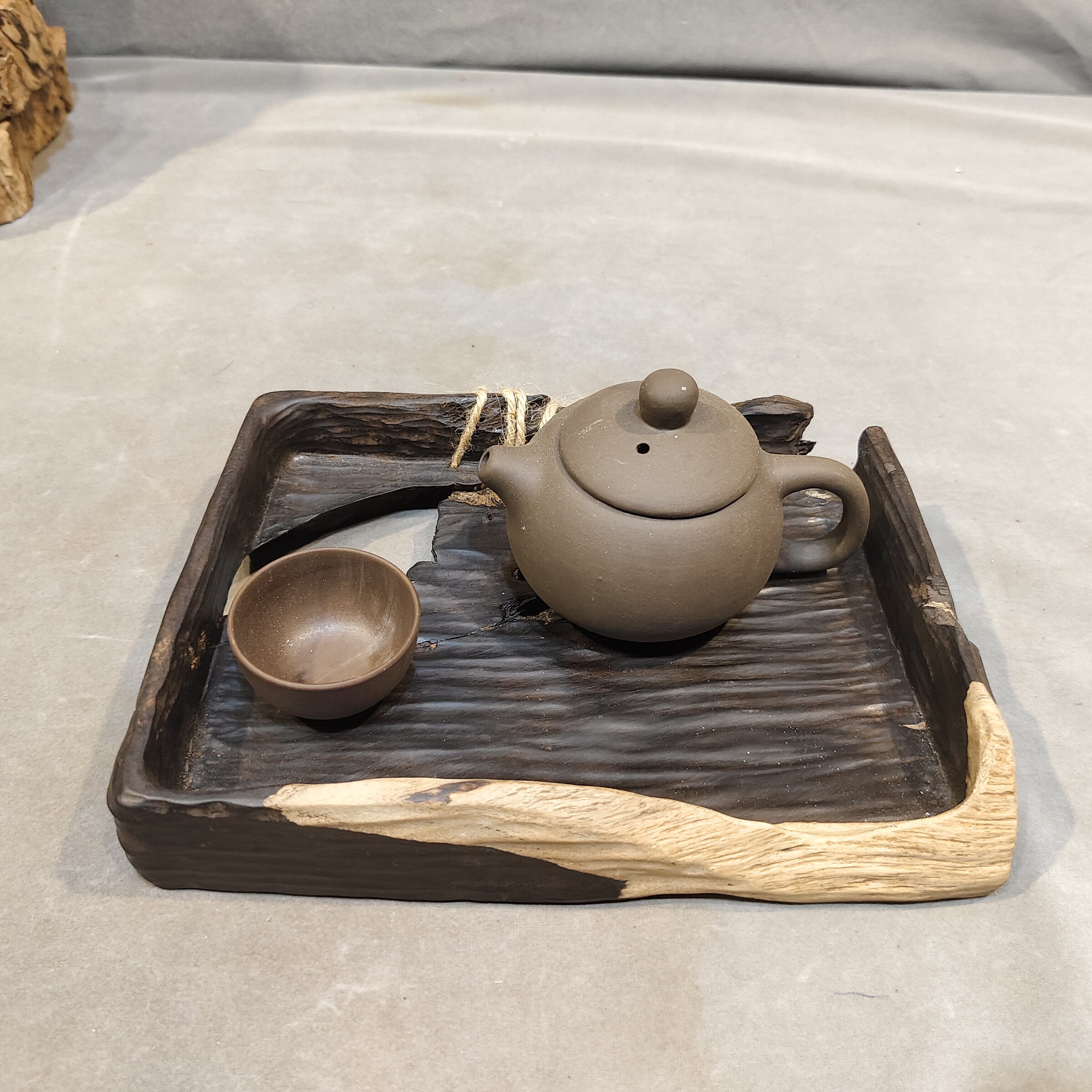 缅甸柚木实木果盘原木托盘侘寂风木头盘子木质木盘木盆复古餐具