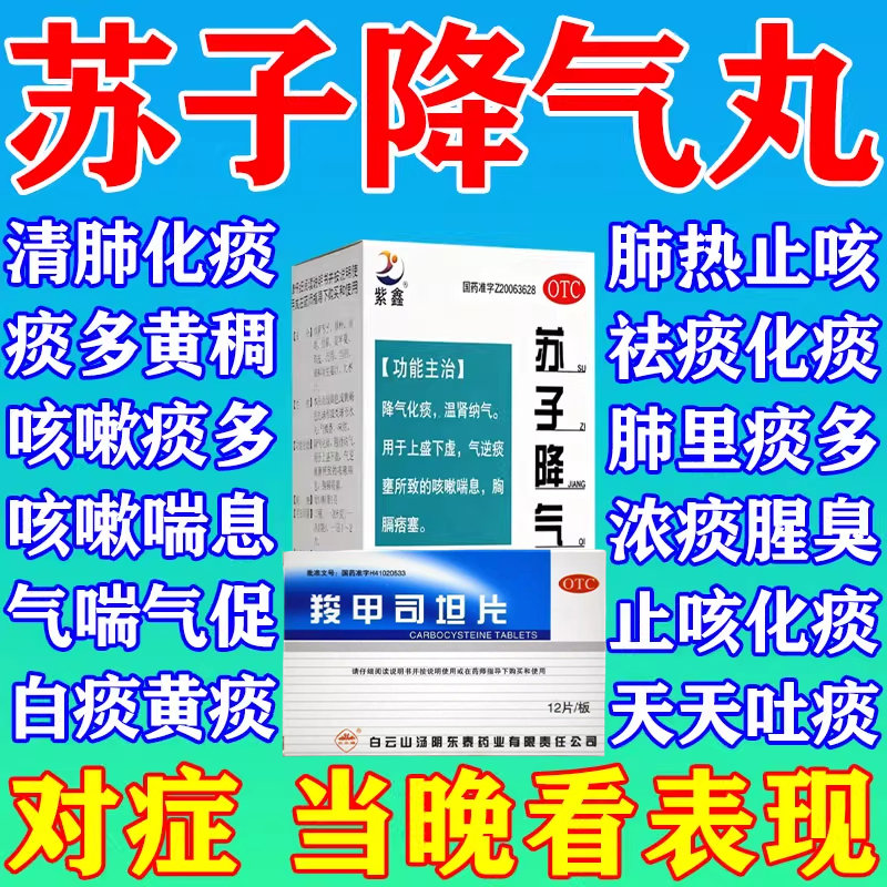 苏子降气丸官方旗舰店正品祛痰止咳平喘咳嗽化痰特清肺润肺效中药