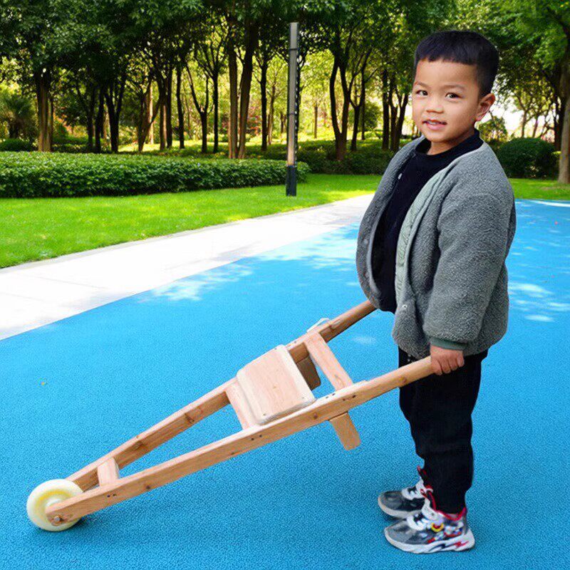 安吉游戏器材研学教具幼儿园户外玩具车木制手推车独轮车木质推车