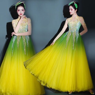 大气开场舞大摆裙演出服女新款 舞台歌伴舞蓬蓬裙现代舞蹈表演服装