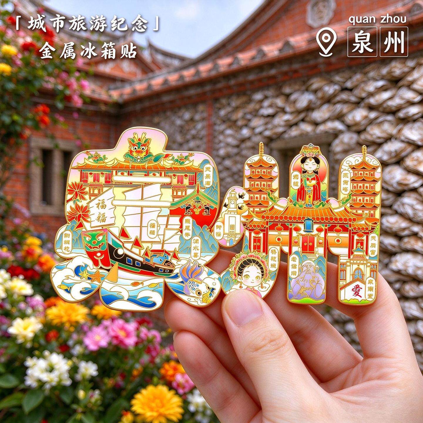 泉州文创冰箱贴城市旅游地标合集冰箱磁吸贴多元素旅游打卡纪念品