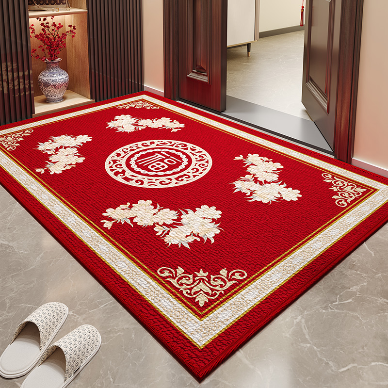 红色地垫2025新款入户门地垫门垫耐脏防滑地毯可裁剪进门口脚垫子
