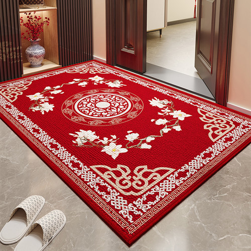 2025新款红色入户门地垫地毯垫新中式耐脏防滑吸水进门口脚垫门垫