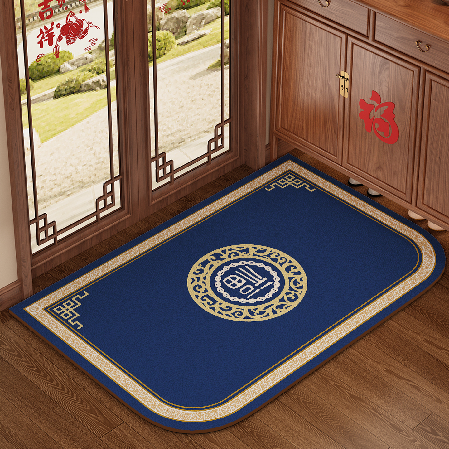 pvc地垫新中式入户门地垫防滑耐脏家用地毯可裁剪进门口脚垫门垫