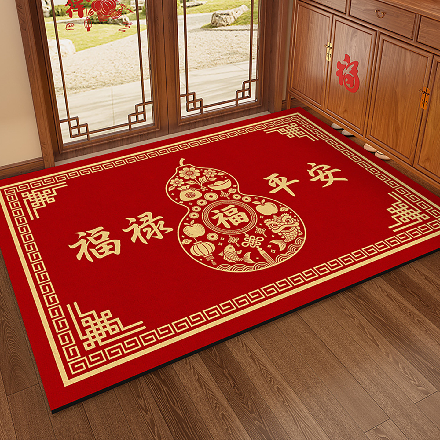 硅藻泥中式入户门地垫新年红色喜庆门口进门脚垫室内家用防滑垫子,居家布艺,入户地垫,淘宝优惠券,粉丝福利购,淘宝优惠卷