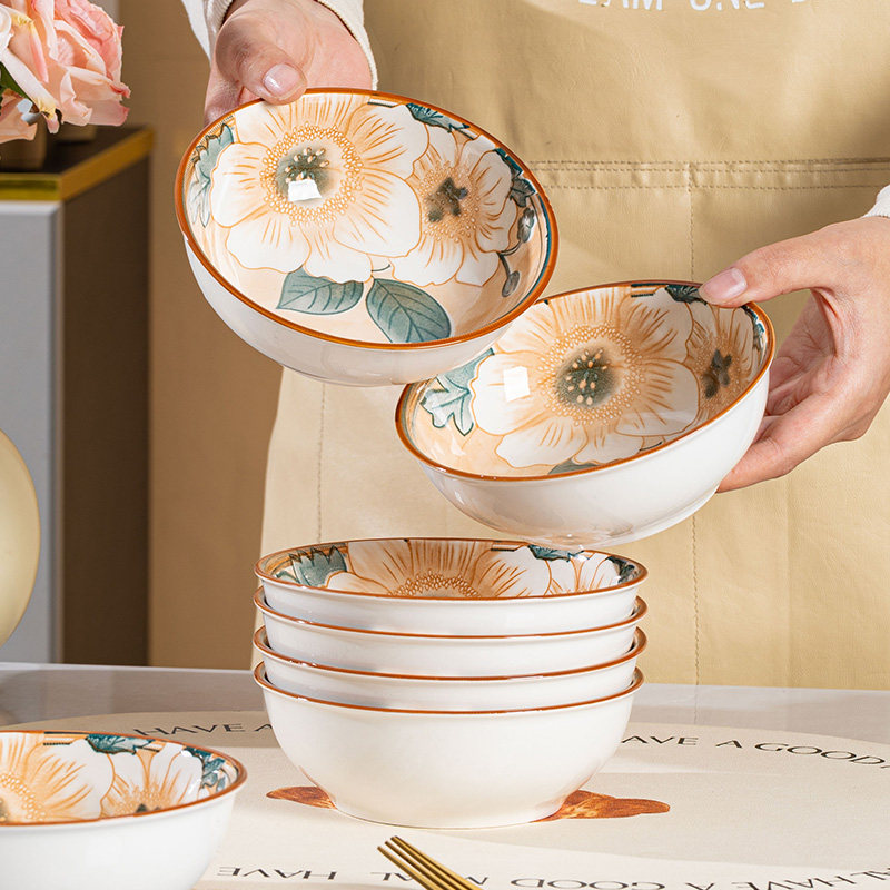 10个装陶瓷碗釉下彩5.5英寸饭碗蘸料碗复古小料碗斗笠碗新款餐具,餐饮具,碗,淘宝优惠券,粉丝福利购,淘宝优惠卷