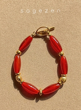 天然红玛瑙手串本命年手链礼物