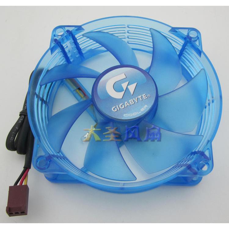 GIGABYTE  8厘米/CM 蓝色LED 滚珠圆框CPU风扇 3线 F128025DL