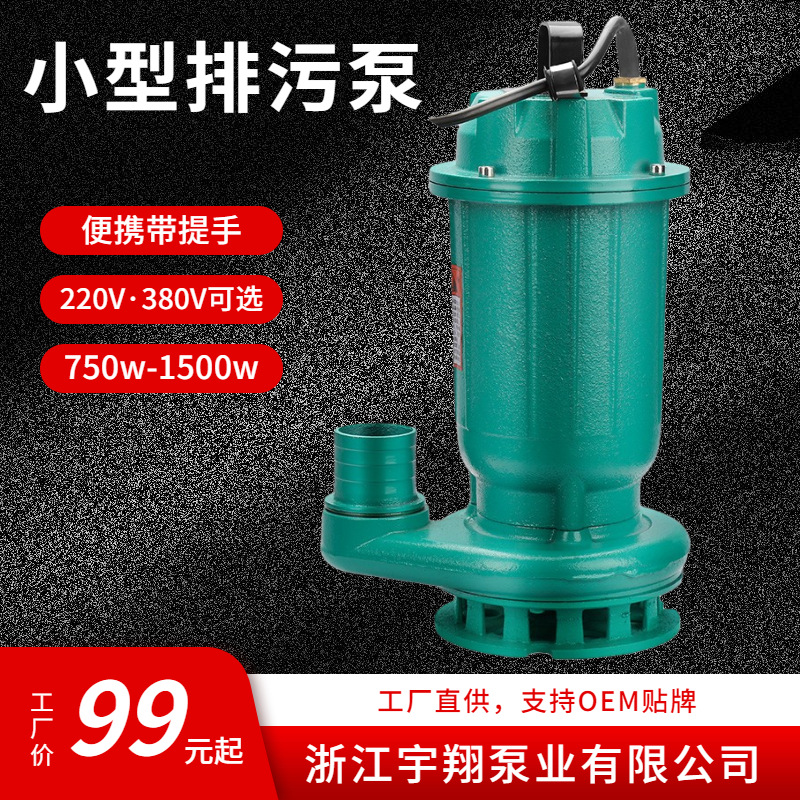 厂家 小型潜水泵50WQD10-10-0.75手提式便携潜污泵 丝口污水泵