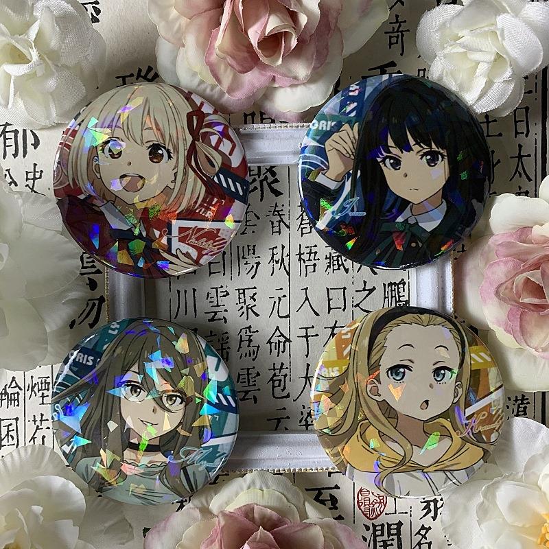 莉可丽丝锦木千束井之上泷奈动漫周边马口铁日谷底镭射碎玻璃徽章