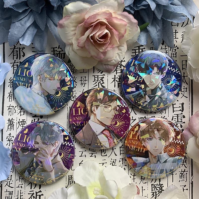 光与夜之恋周边查理苏陆沉萧逸夏鸣星齐司礼镭射吧唧日谷底徽章