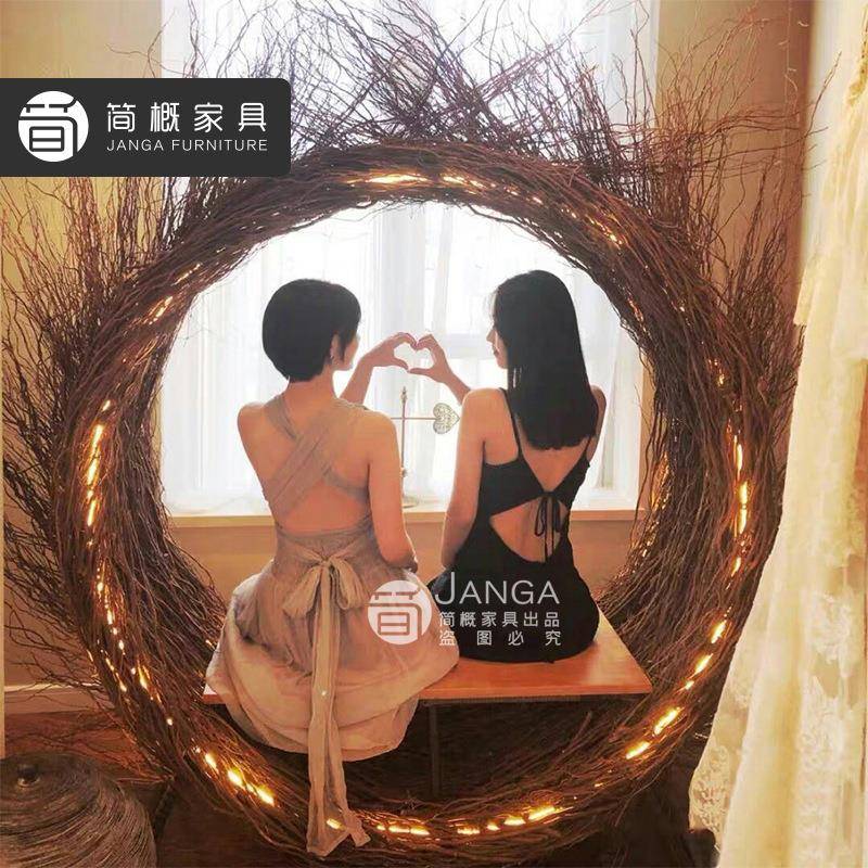 户外秋千吊椅网红鸟巢景点打卡爱心圆形悬挂创意带灯休闲鸟巢秋千