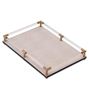 创意新中式现代金属皮革托盘组合桌面摆件样板房酒店客厅茶几摆设