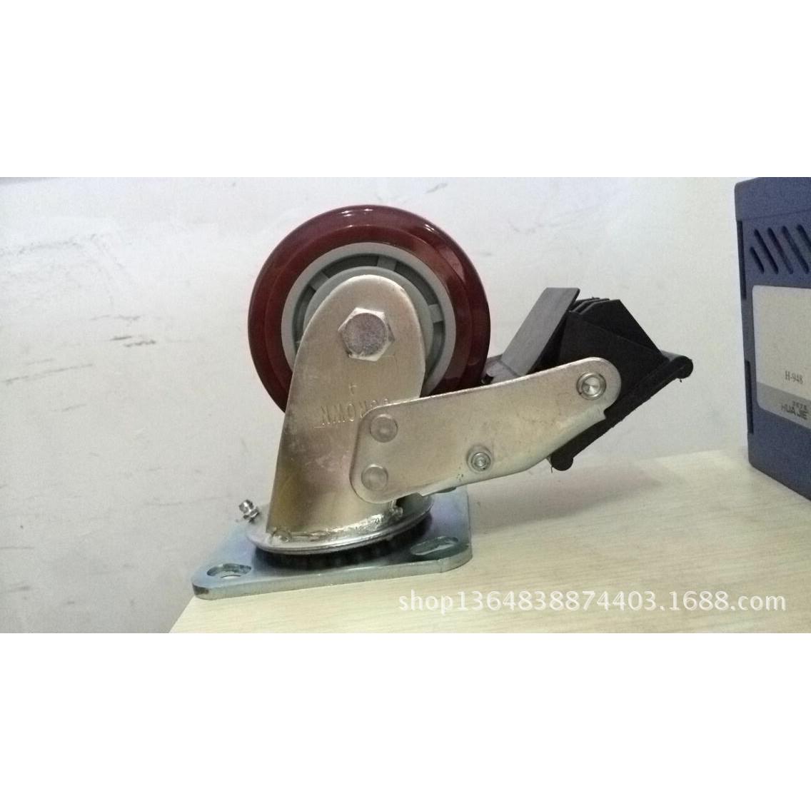 脚轮4寸重型聚氨脂万向带刹车轮优冠脚轮手推车轮PU轮子直销