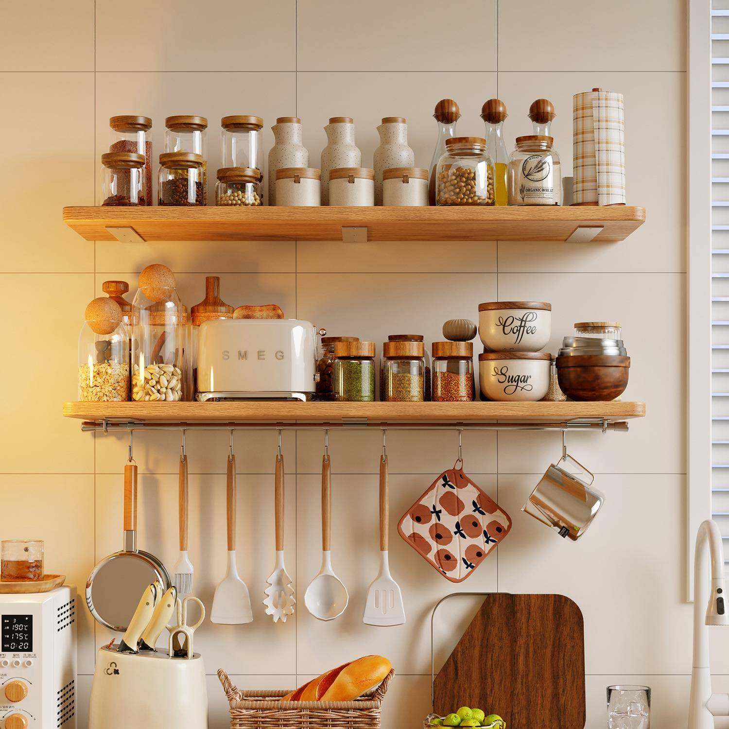 厨房墙上置物架免打孔实木一字板餐厅吧台调料收纳架子挂墙面隔板,电子/电工,接线端子,淘宝优惠券,粉丝福利购,淘宝优惠卷