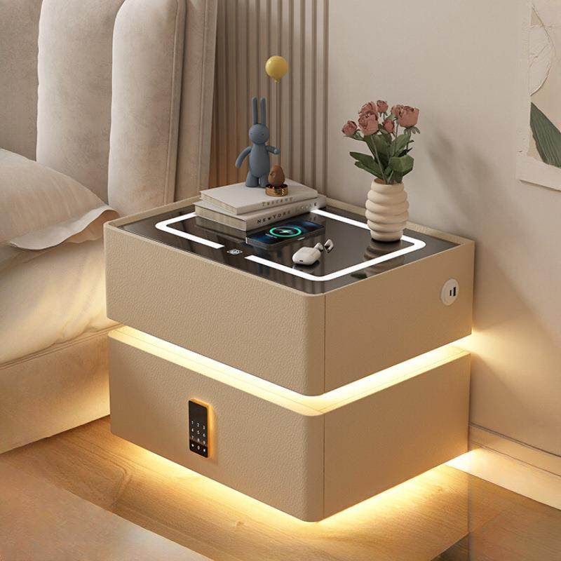 意式极简智能床头柜落地灯一体主卧创意2025新款轻奢悬浮式床边柜