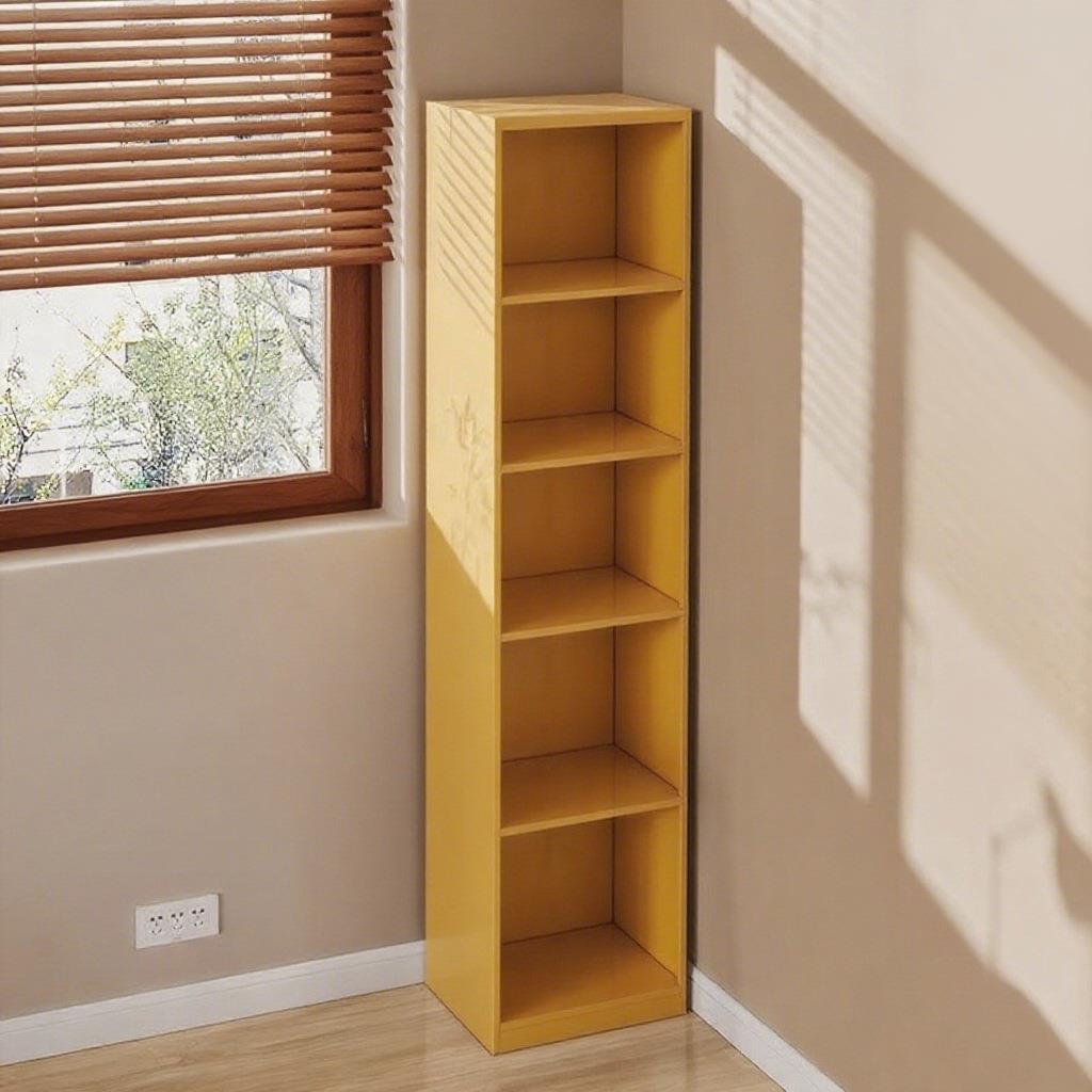 钢制转角窄书架简易落地收纳铁皮储物柜夹缝小书柜客厅铁艺置物架