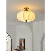 MiLo美式 复古卧室吸顶灯中古法式 南洋风客厅餐厅书房胡桃木布艺灯