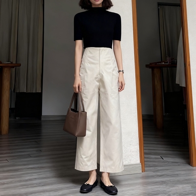 高腰窄版直筒阔腿西装裤女 2025夏季薄款休闲垂感九分裤