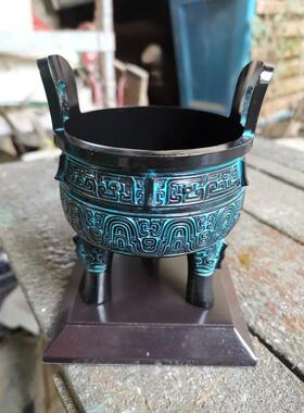 纯铜西周大克鼎圆鼎仿古青铜器鼎工艺家居装饰收藏摆件英爵烟云涧